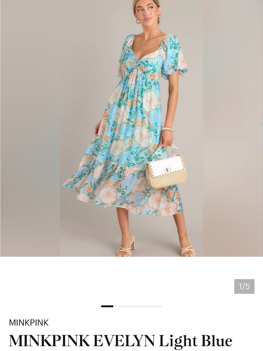 MINKPINK Pink Floral Josie Dress with Puff Sleeves